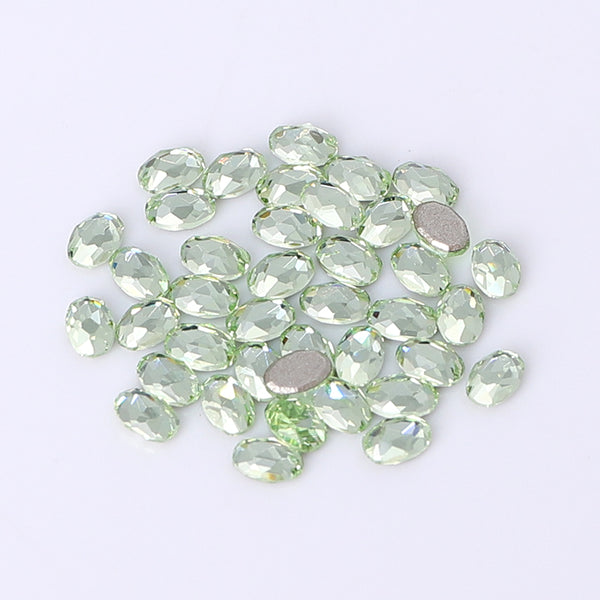 Oval Shape Multi Colors Small Size Glass Beveled Flat Back Fancy Rhinestones For Nail Art WholesaleRhinestone