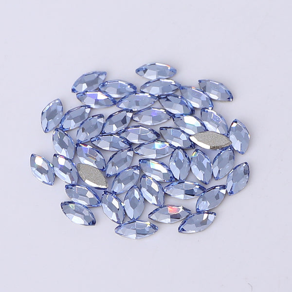 Navette Shape Multi Colors Small Size Glass Beveled Flat Back Fancy Rhinestones For Nail Art WholesaleRhinestone