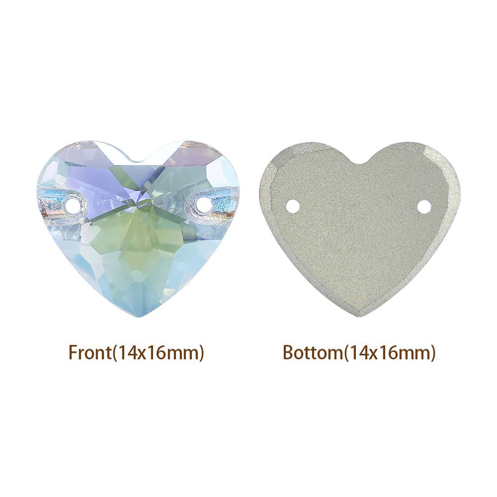 Crystal Transmission Heart Shape High Quality Glass Sew-on Rhinestones