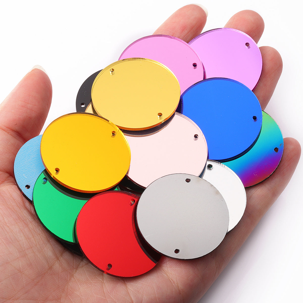 Round  Shape Multi Colors Acrylic Sew-on Mirror For Dance Costume WholesaleRhinestone