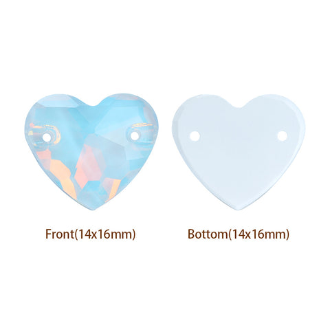 Crystal AM Heart Shape High Quality Glass Sew-on Rhinestones
