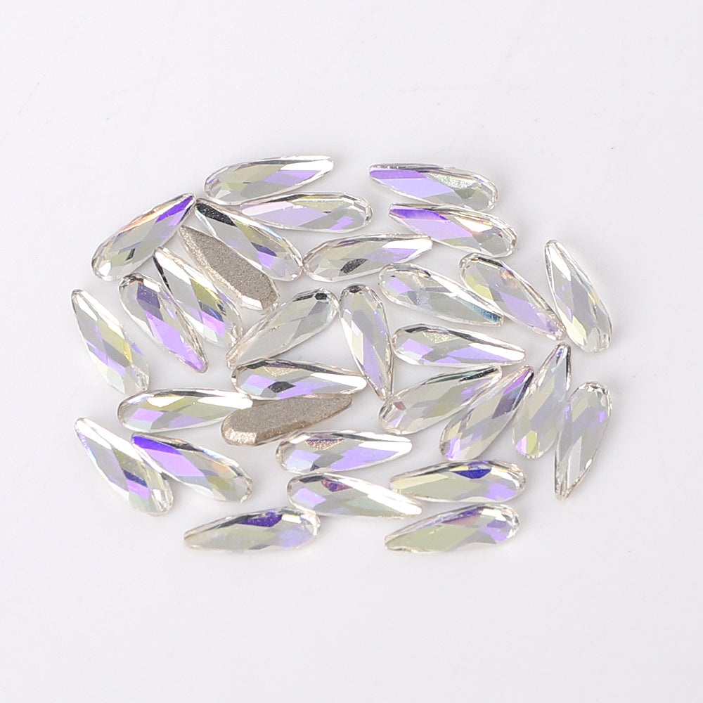 Raindrop Shape Multi Colors Small Size Glass Beveled Flat Back Fancy Rhinestones For Nail Art WholesaleRhinestone