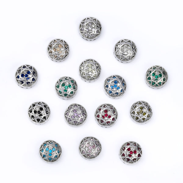 Round Shape Imitation Rhodium Plated High-Quality Sew-on Alloy Charms Inlaid Cubic Zirconia WholesaleRhinestone