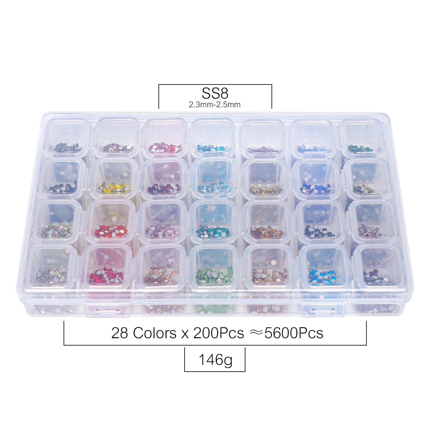 28-Grids Basic Colors Glass FlatBack Rhinestone Set For Nail Art Silver Back WholesaleRhinestone