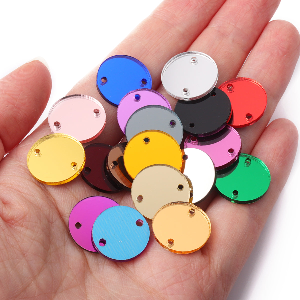 Round  Shape Multi Colors Acrylic Sew-on Mirror For Dance Costume WholesaleRhinestone