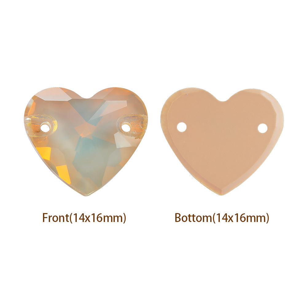 Silk AM Heart Shape High Quality Glass Sew-on Rhinestones