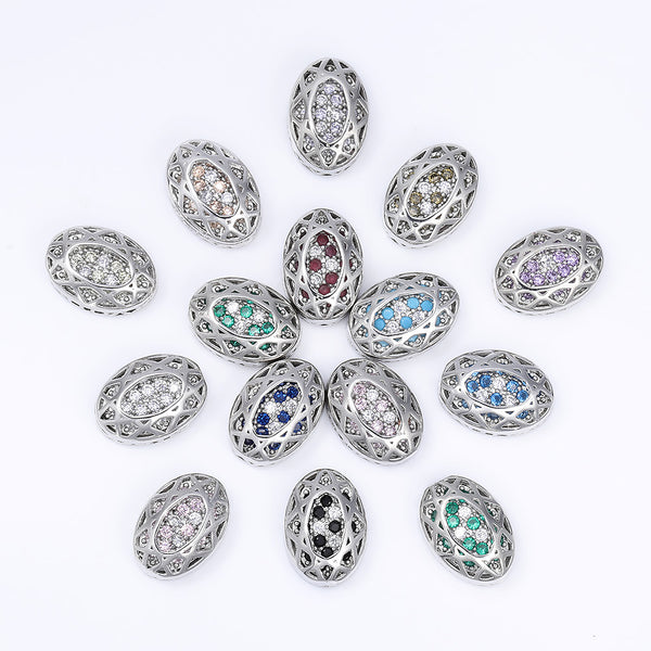 Oval Shape Imitation Rhodium Plated High-Quality Sew-on Alloy Charms Inlaid Cubic Zirconia WholesaleRhinestone
