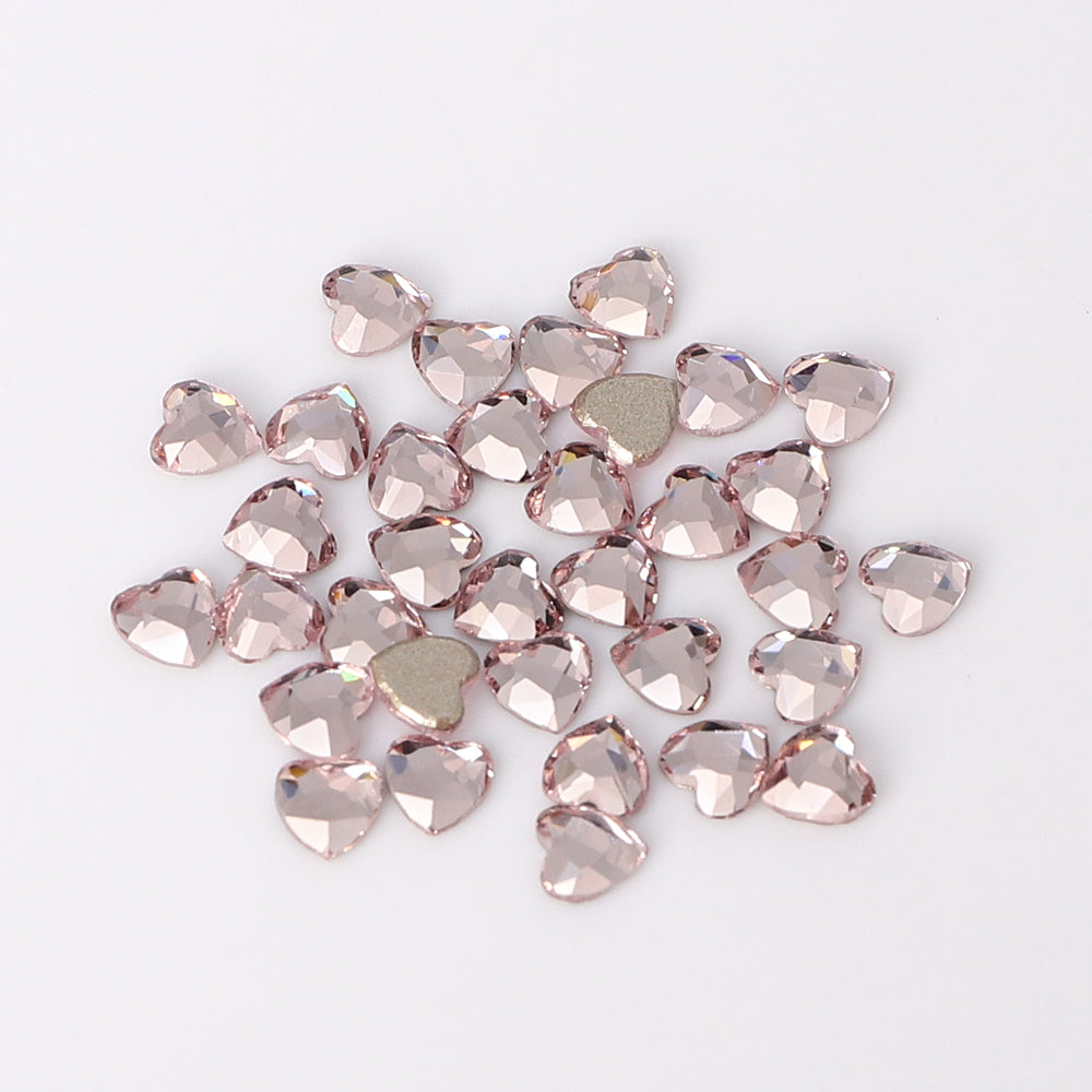 Heart Shape Multi Colors Small Size Glass Beveled Flat Back Fancy Rhinestones For Nail Art WholesaleRhinestone