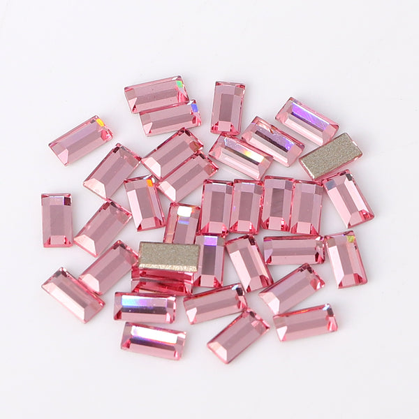 Rectangle Shape Multi Colors Small Size Glass Beveled Flat Back Fancy Rhinestones For Nail Art WholesaleRhinestone