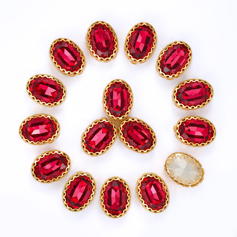 Rose Oval Shape High-Quality Glass Sew-on Nest Hollow Claw Rhinestones WholesaleRhinestone