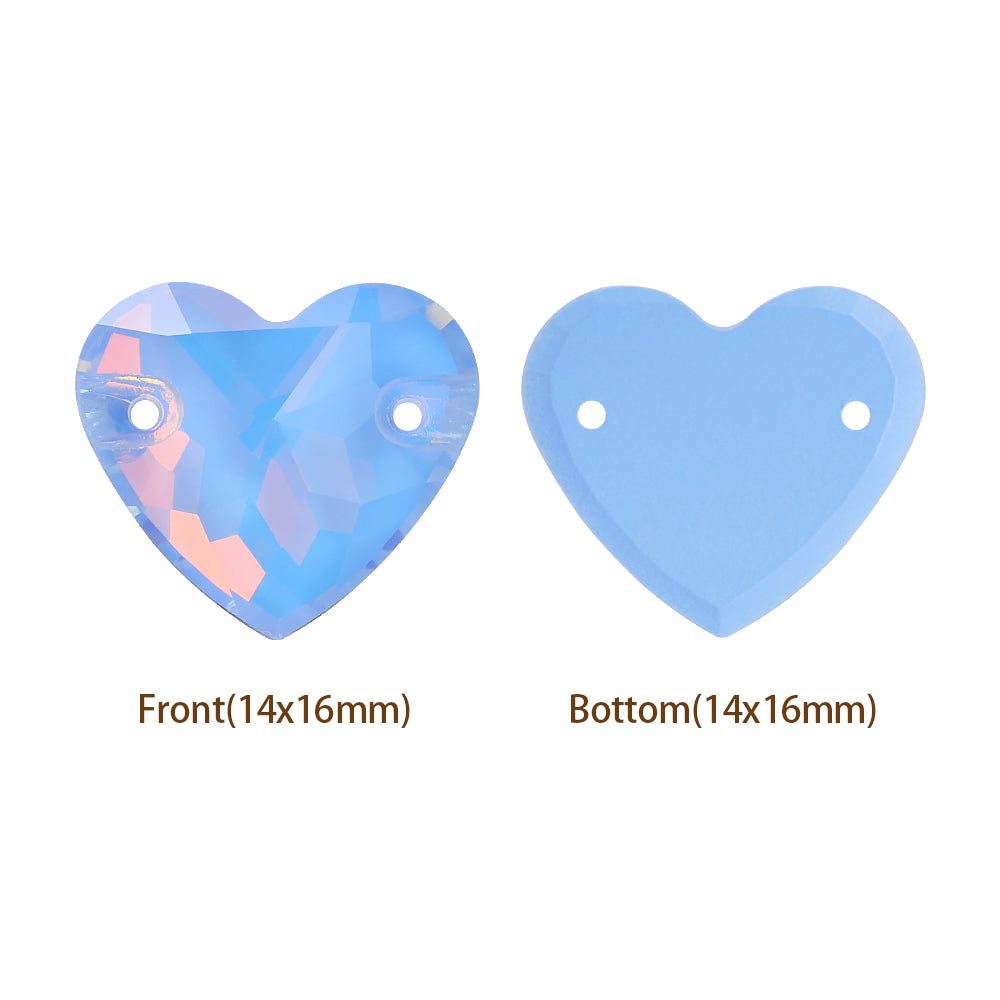 Light Sapphire AM Heart Shape High Quality Glass Sew-on Rhinestones WholesaleRhinestone