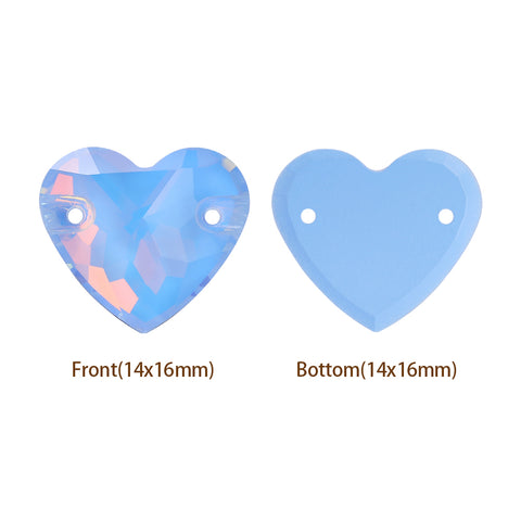 Light Sapphire AM Heart Shape High Quality Glass Sew-on Rhinestones