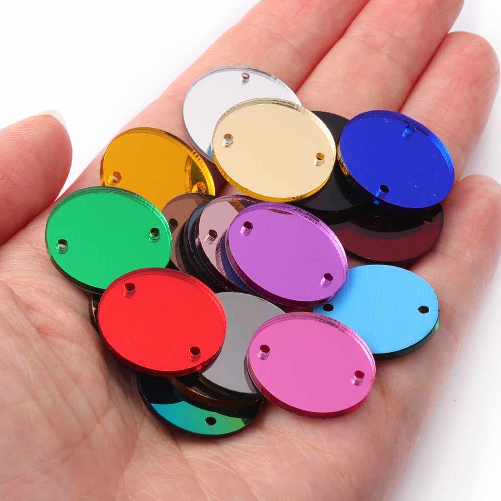 Round  Shape Multi Colors Acrylic Sew-on Mirror For Dance Costume WholesaleRhinestone