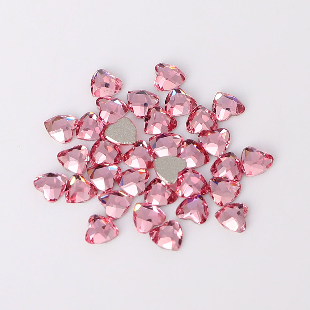 Heart Shape Multi Colors Small Size Glass Beveled Flat Back Fancy Rhinestones For Nail Art WholesaleRhinestone