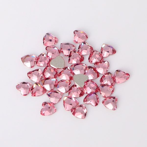 Heart Shape Multi Colors Small Size Glass Beveled Flat Back Fancy Rhinestones For Nail Art WholesaleRhinestone
