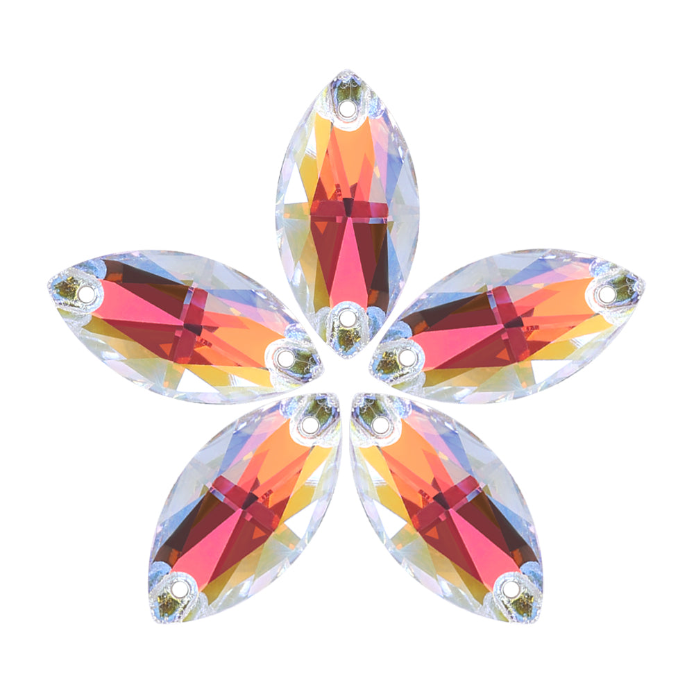Light Crystal AB Navette Shape High Quality Glass Sew-on Rhinestones WholesaleRhinestone Main image