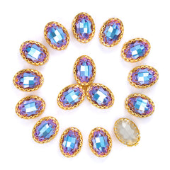 Vitrail Light Oval Shape高品質のガラス縫製巣の中空の爪Rhinestones