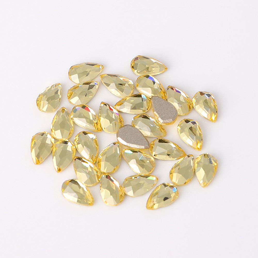 Raindrop Shape Multi Colors Small Size Glass Beveled Flat Back Fancy Rhinestones For Nail Art WholesaleRhinestone