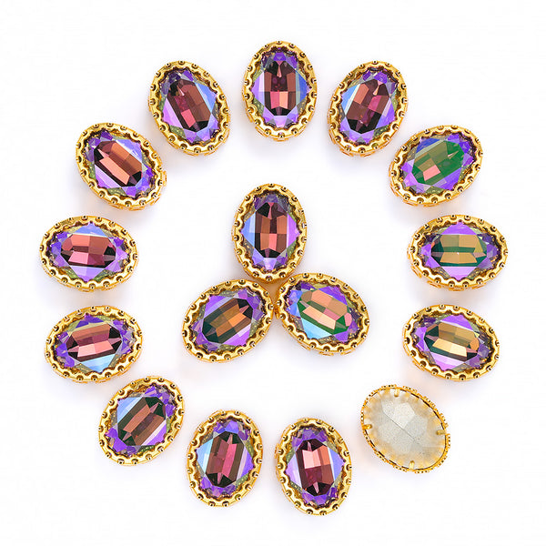 Ghost Light Oval Shape High-Quality Glass Sew-on Nest Hollow Claw Rhinestones WholesaleRhinestone