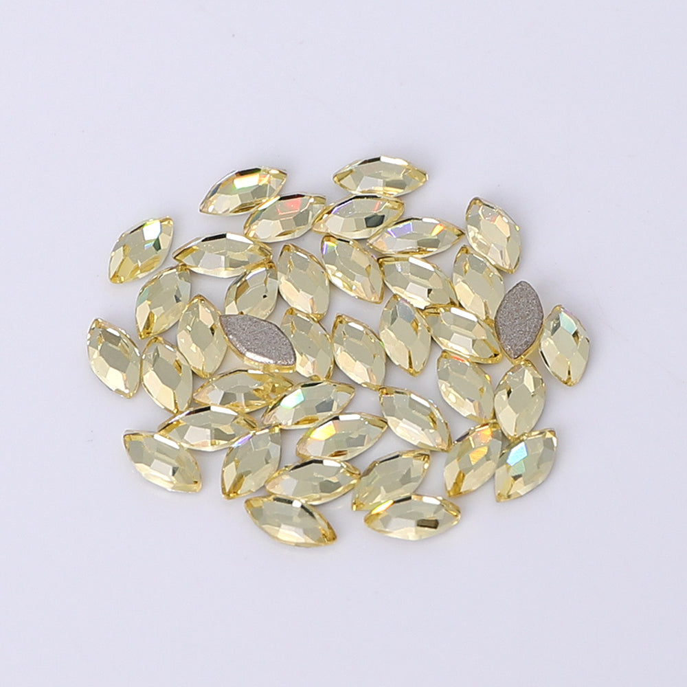 Navette Shape Multi Colors Small Size Glass Beveled Flat Back Fancy Rhinestones For Nail Art WholesaleRhinestone