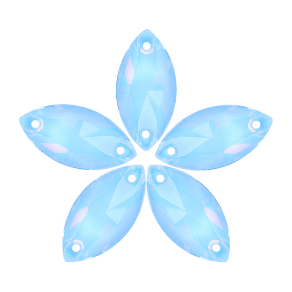 Light Sapphire AM Navette Shape High Quality Glass Sew-on Rhinestones WholesaleRhinestone