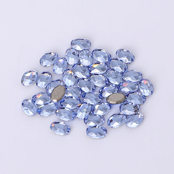 Oval Shape Multi Colors Small Size Glass Beveled Flat Back Fancy Rhinestones For Nail Art WholesaleRhinestone