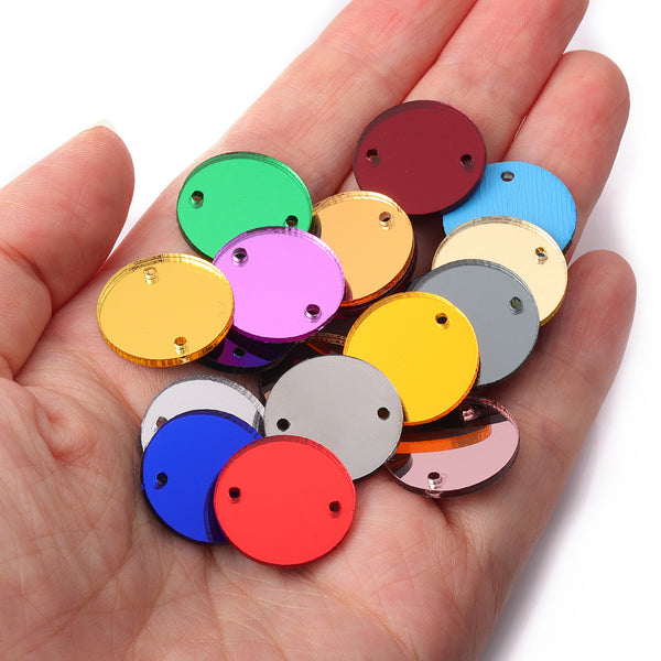 Round  Shape Multi Colors Acrylic Sew-on Mirror For Dance Costume WholesaleRhinestone