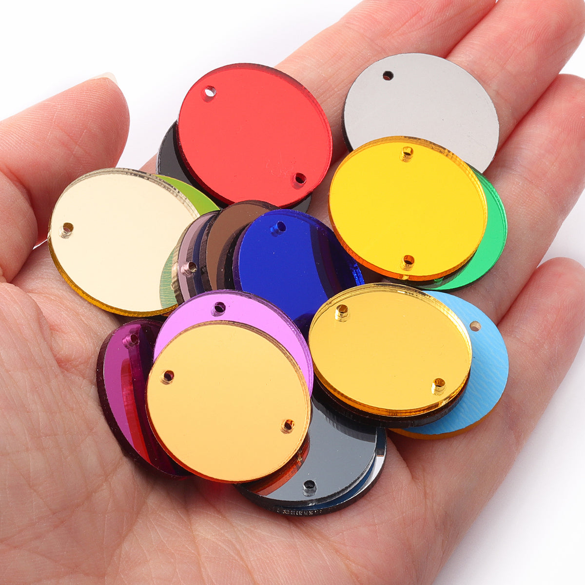 Round  Shape Multi Colors Acrylic Sew-on Mirror For Dance Costume WholesaleRhinestone