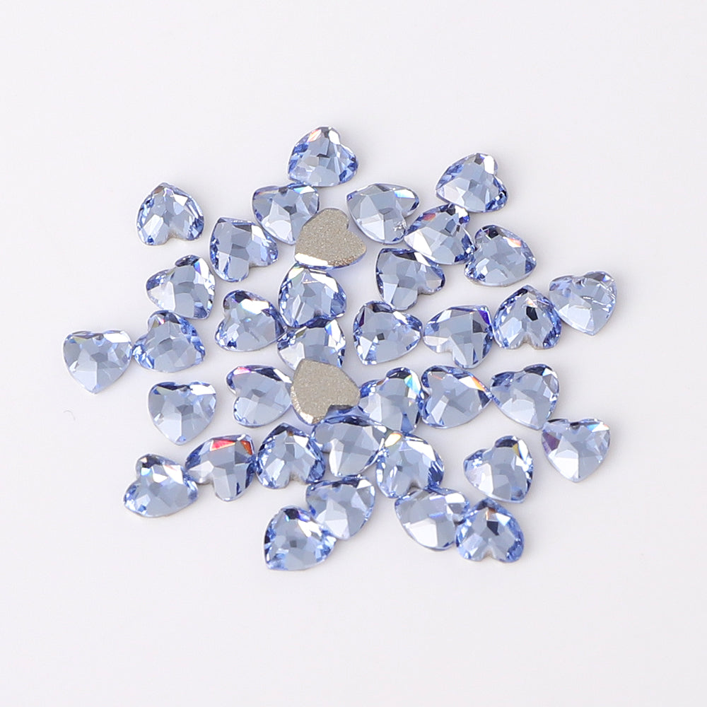 Heart Shape Multi Colors Small Size Glass Beveled Flat Back Fancy Rhinestones For Nail Art WholesaleRhinestone