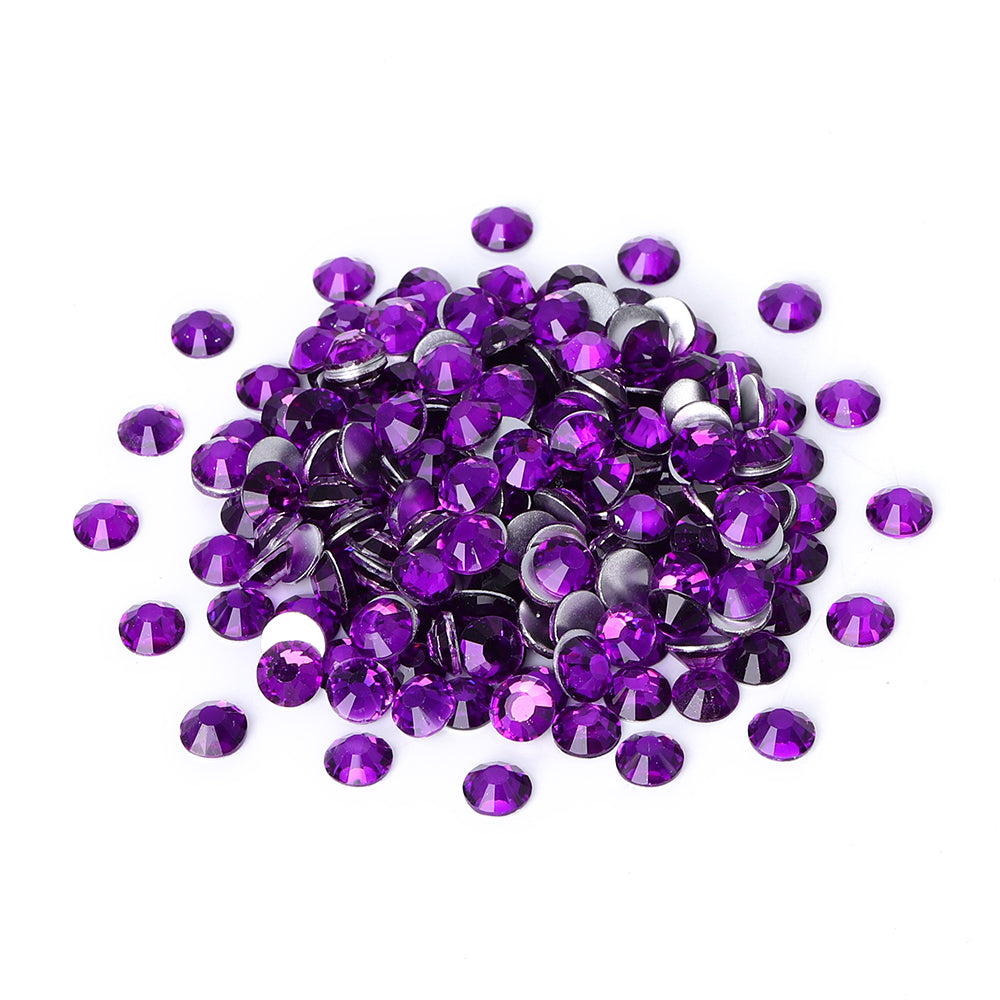 Dark Violet Glass FlatBack Rhinestones Silver Back WholesaleRhinestone