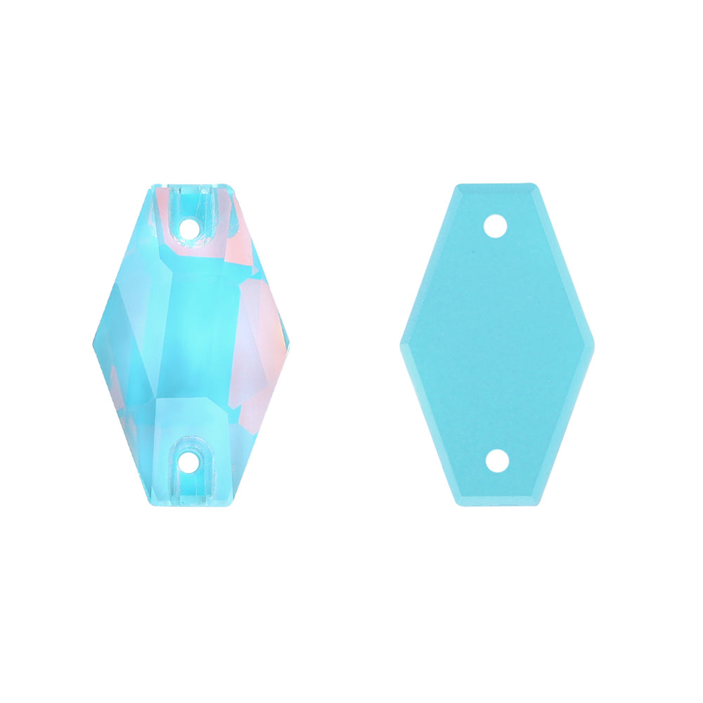 Aquamarine AM Hexagon Shape High Quality Glass Sew-on Rhinestones