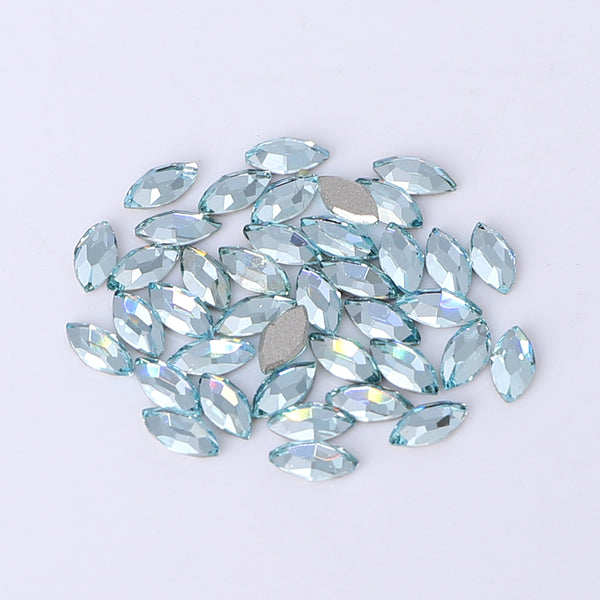Navette Shape Multi Colors Small Size Glass Beveled Flat Back Fancy Rhinestones For Nail Art WholesaleRhinestone