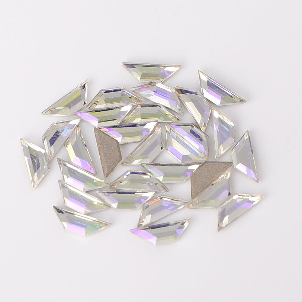 Trapeze Shape Multi Colors Small Size Glass Beveled Flat Back Fancy Rhinestones For Nail Art WholesaleRhinestone