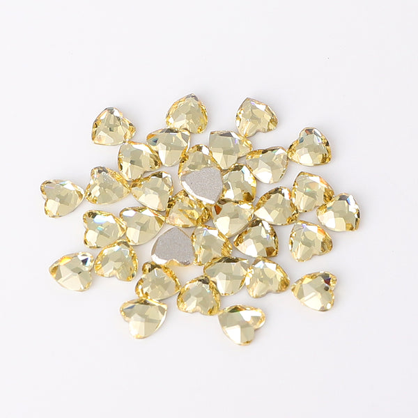 Heart Shape Multi Colors Small Size Glass Beveled Flat Back Fancy Rhinestones For Nail Art WholesaleRhinestone