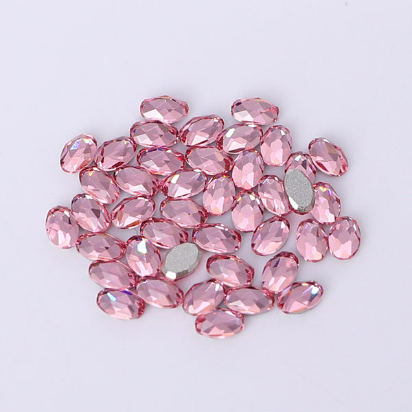 Oval Shape Multi Colors Small Size Glass Beveled Flat Back Fancy Rhinestones For Nail Art WholesaleRhinestone
