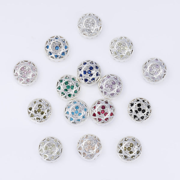 Round Shape Silver Plated High-Quality Sew-on Alloy Charms Inlaid Cubic Zirconia WholesaleRhinestone