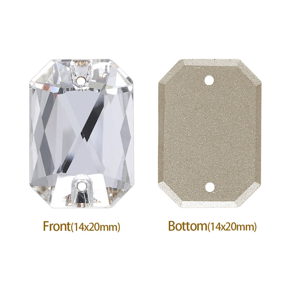 Silver Shade Octagon Shape High Quality Glass Sew-on Rhinestones WholesaleRhinestone