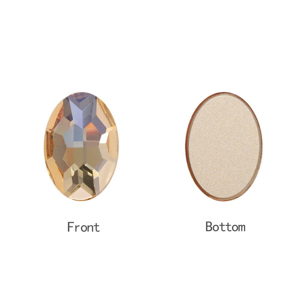 Golden Shadow Oval Shape High Quality Glass Beveled Flat Back Rhinestones WholesaleRhinestone