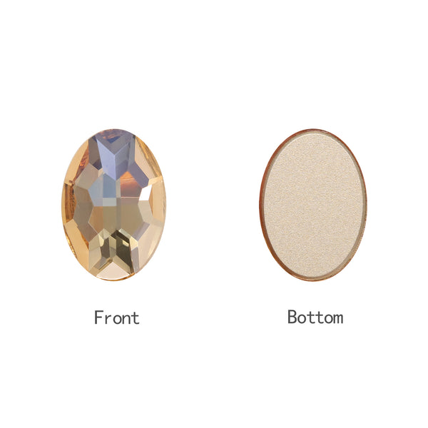 Golden Shadow Oval Shape High Quality Glass Beveled Flat Back Rhinestones WholesaleRhinestone