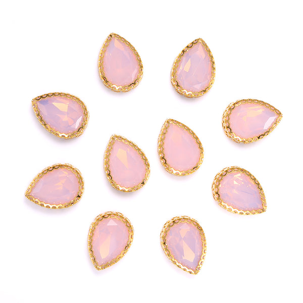 Rose Water Opal Drop Shape High-Quality Glass Sew-on Nest Hollow Claw Rhinestones WholesaleRhinestone