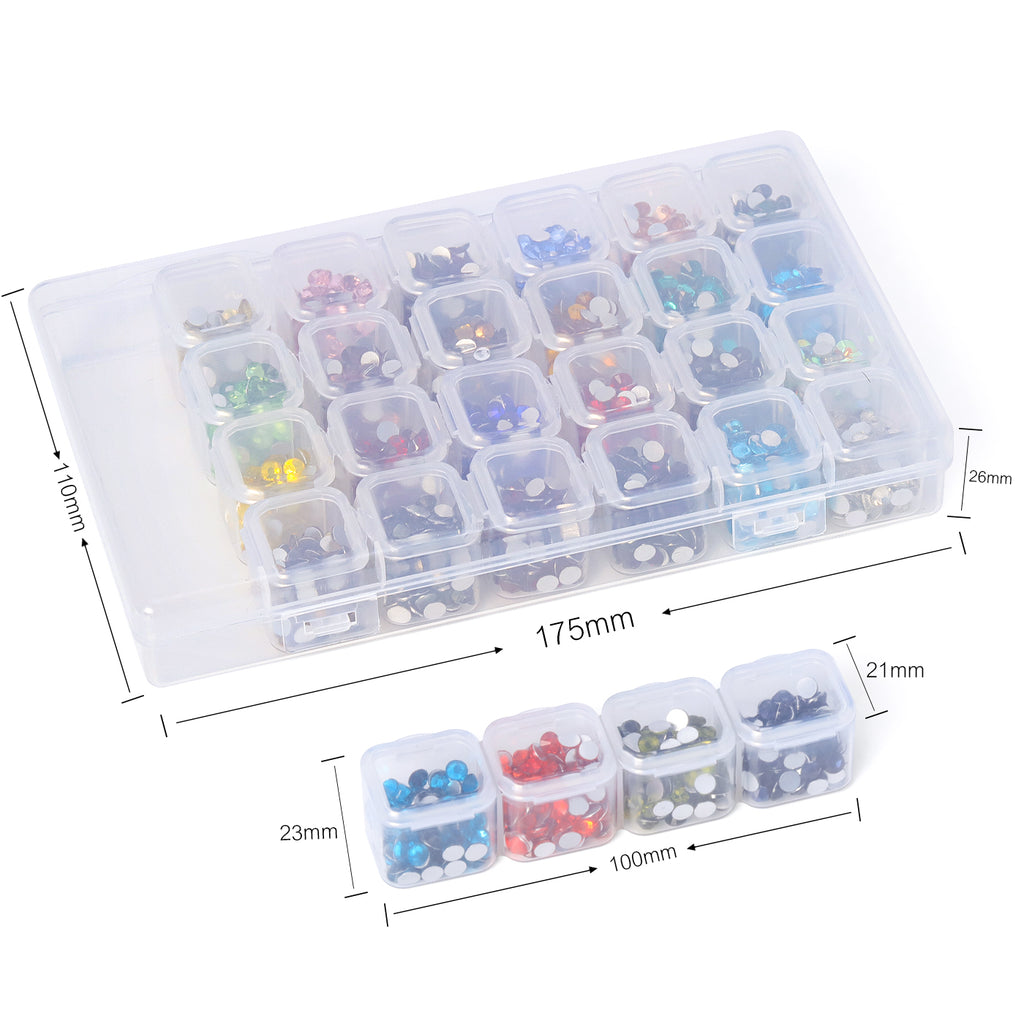 28-Color Basic Mix Glass Rhinestones Kit – Flatback Gems for Nail Art & Crafts, Silver Foil Back, Assorted Solid Shades WholesaleRhinestone