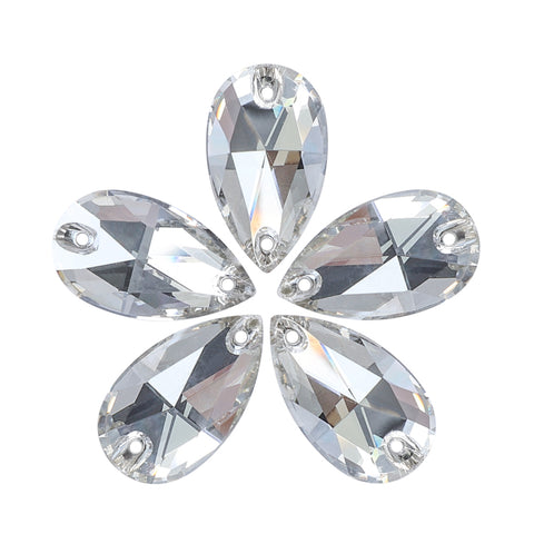 Silver Shade Drop Shape High Quality Glass Sew-on Rhinestones