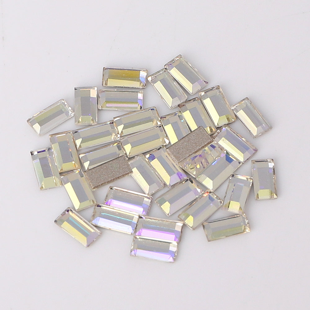 Rectangle Shape Multi Colors Small Size Glass Beveled Flat Back Fancy Rhinestones For Nail Art WholesaleRhinestone