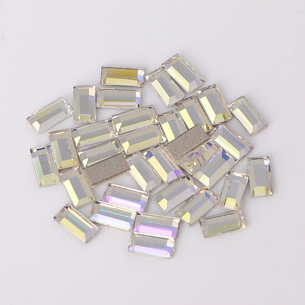 Rectangle Shape Multi Colors Small Size Glass Beveled Flat Back Fancy Rhinestones For Nail Art WholesaleRhinestone