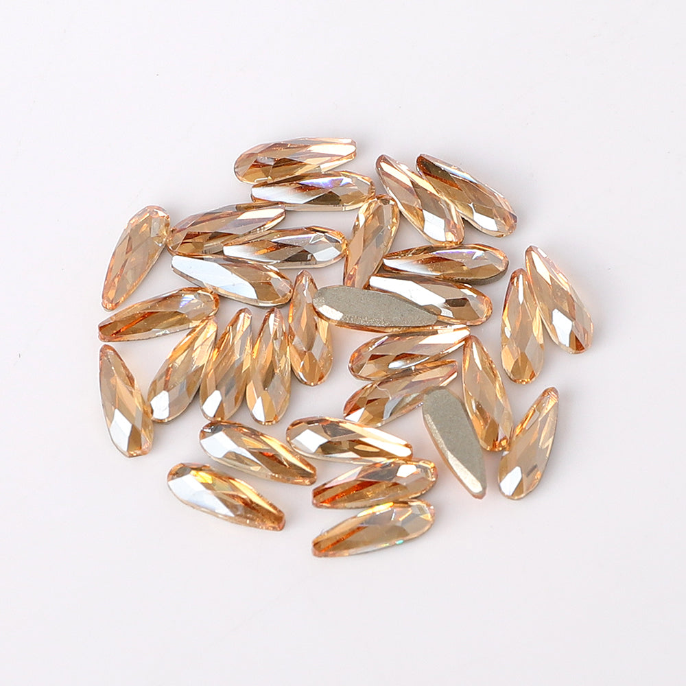 Raindrop Shape Multi Colors Small Size Glass Beveled Flat Back Fancy Rhinestones For Nail Art WholesaleRhinestone