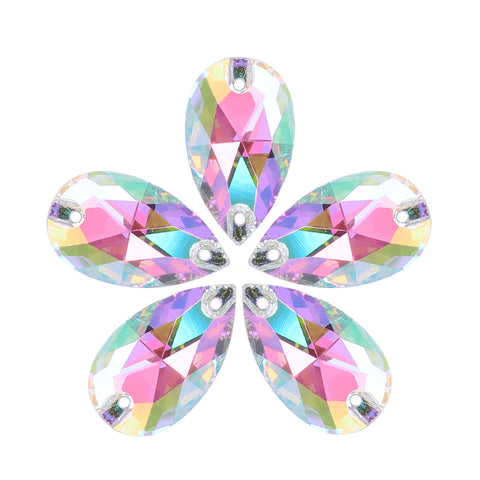 Crystal Phantom Drop Shape High Quality Glass Sew-on Rhinestones