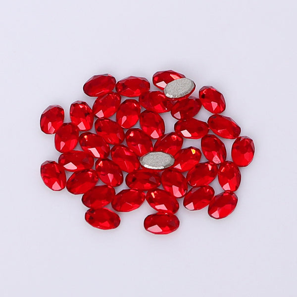 Oval Shape Multi Colors Small Size Glass Beveled Flat Back Fancy Rhinestones For Nail Art WholesaleRhinestone