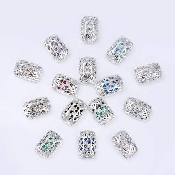 Cushion Rectangle Shape Silver Plated High-Quality Sew-on Alloy Charms Inlaid Cubic Zirconia WholesaleRhinestone