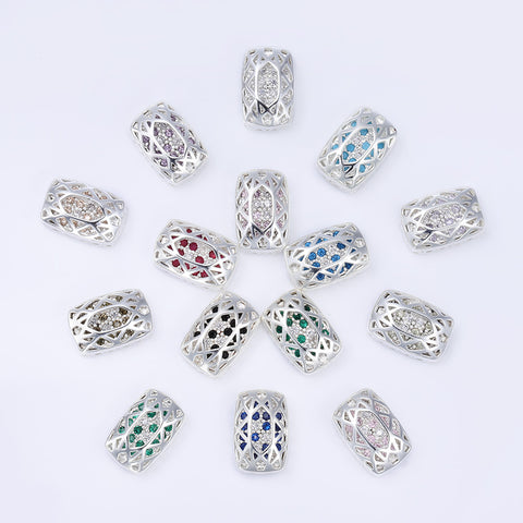 Cushion Rectangle Shape Silver Plated High-Quality Sew-on Alloy Charms Inlaid Cubic Zirconia