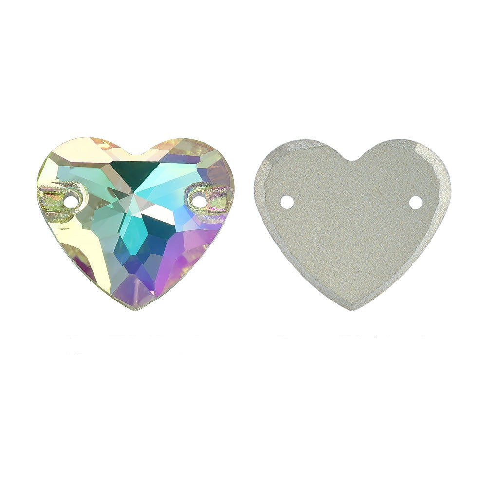Crystal Phantom Heart Forme de haute qualité en verre coudre des strass Image secondaire du produit